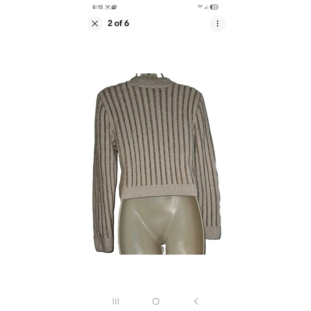 Paris Ateller & Other Stories Knit Crop Sweater Metallic Chain Link Size S - Picture 2 of 5